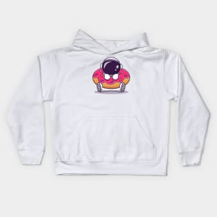 Cute Astronaut With Doughnut Cartoon Kids Hoodie